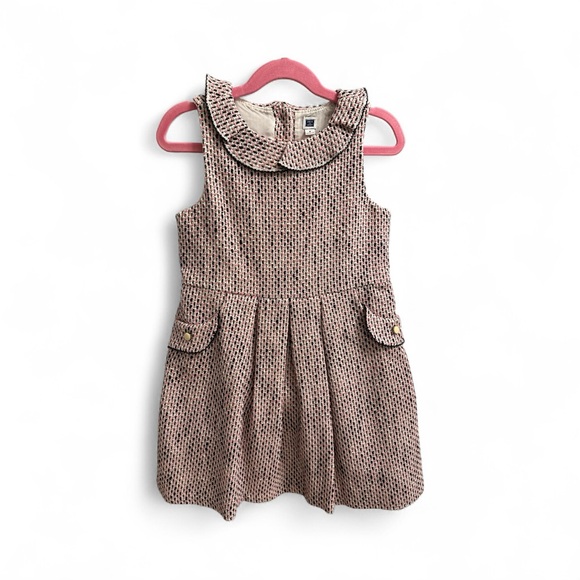 Janie & Jack Sleeveless Tweed Dress with Ruffle Collar - Picture 1 of 3